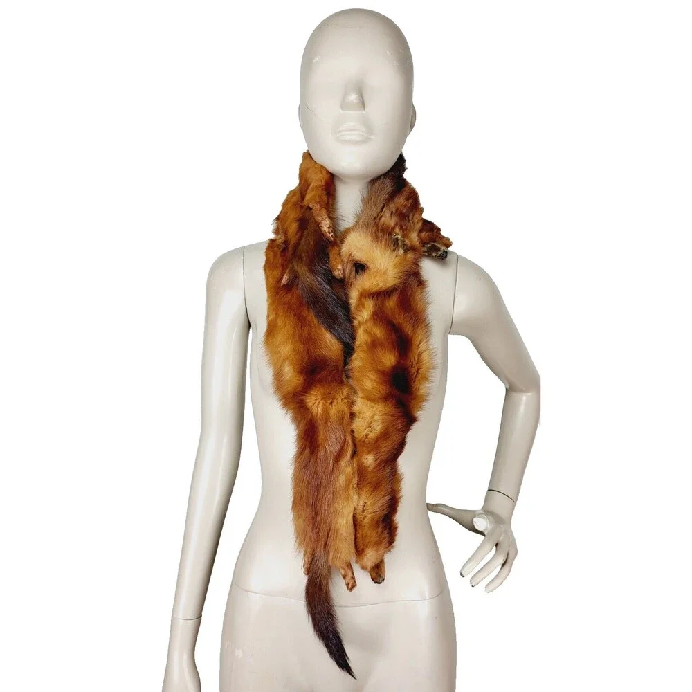 Antique Koseff Furs Whole Mink Body Pelts Heads Tails Hands Feet Fur Scarf Stole